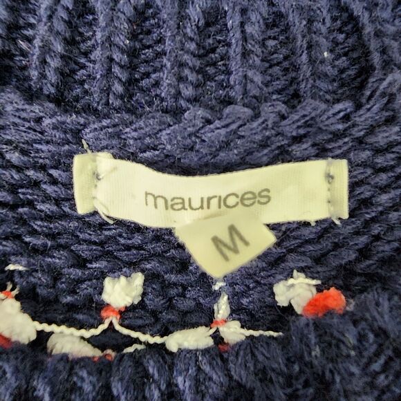 Maurices Sweater Women Medium Wool Blend Jacquard Ribbon Yoke Fair Isle Pullover - Picture 8 of 10